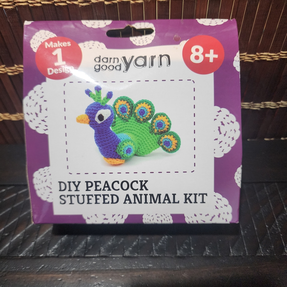Darn Good Yarn DIY Peacock Stuffed Animal Kit And Strawberry Keychain